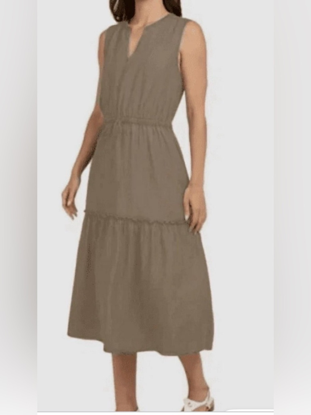 Lands' End Sleeveless Tiered Midi Dress
